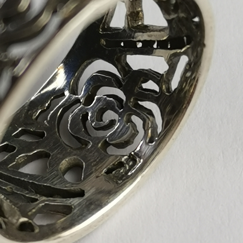 Sterling Silver filigree Tudor Rose Flower Garden band ring size 7.5 - Picture 3 of 5